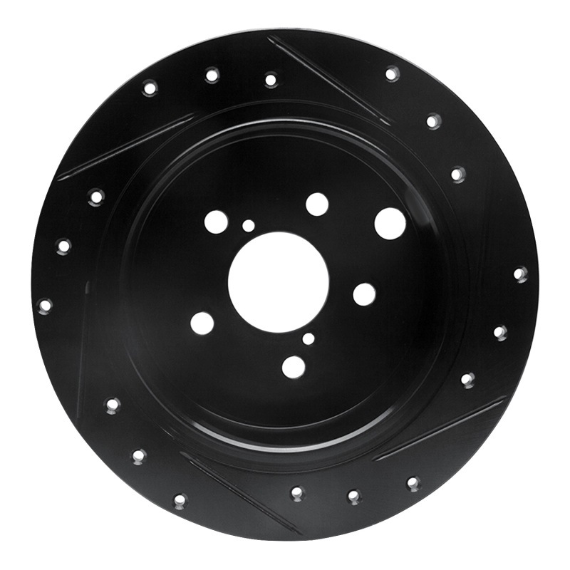 Subaru Crosstrek Brake Rotor (1) - Rear Left - R1 Concepts - Drilled & Slotted - Black - `12-`23